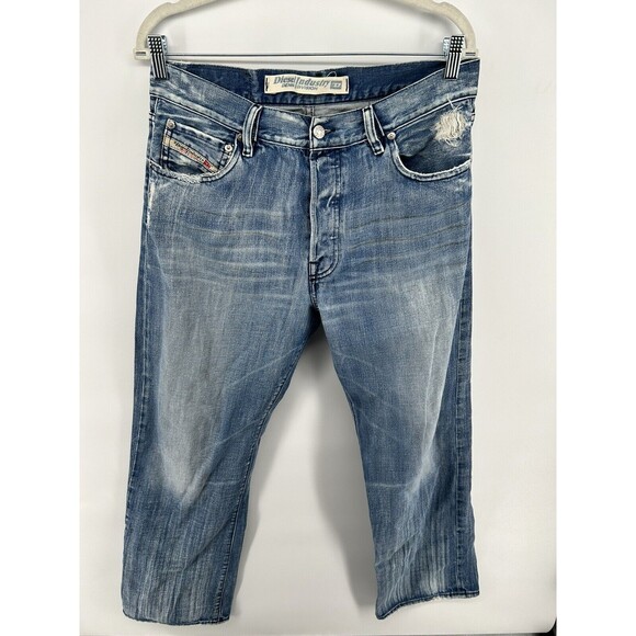 Vintage Diesel Industry Mens Destroyed Buttonfly size 34 Length 30 Blue Jeans